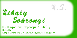 mihaly sopronyi business card